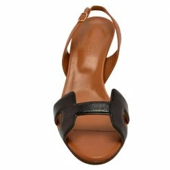 Hermes Brown Leather Night Slingback Sandals Size EU 39 For Women