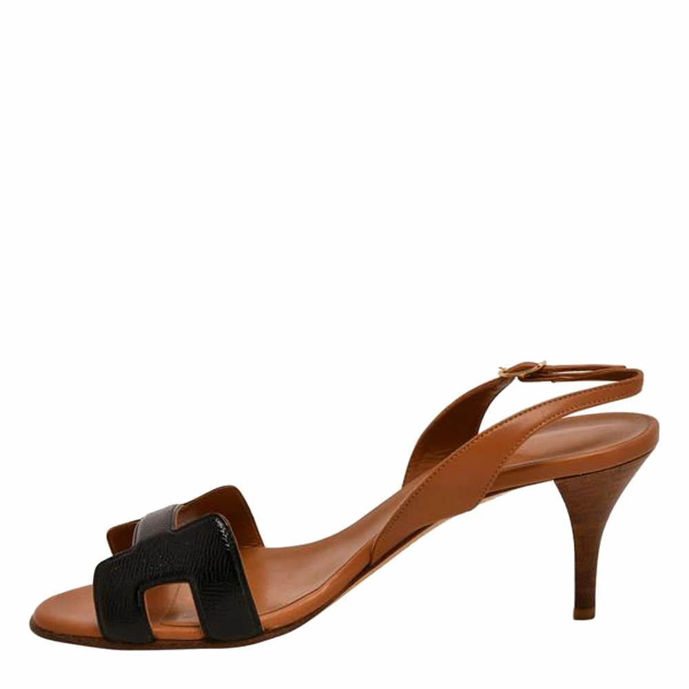 Hermes Brown Leather Night Slingback Sandals Size EU 39 For Women 8 Hermes Brown Leather Night Slingback Sandals Size EU 39 For Women - Image 6