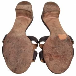 Hermes Dark Brown Leather Oasis Slide Sandals Size 38.5 For Women -Deals Hermes Store luxury women hermes used shoes p484134 008