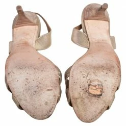 Hermes Gold Leather Night Slingback Sandals Size 37 For Women -Deals Hermes Store luxury women hermes used shoes p484521 001