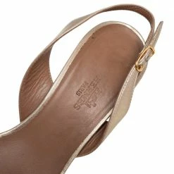 Hermes Gold Leather Night Slingback Sandals Size 37 For Women -Deals Hermes Store luxury women hermes used shoes p484521 003