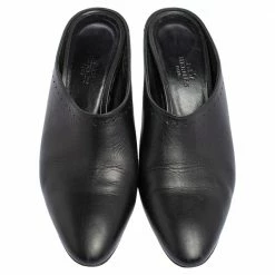 Hermes Black Leather Trot Mule Sandals Size 38.5 For Women -Deals Hermes Store luxury women hermes used shoes p489849 001