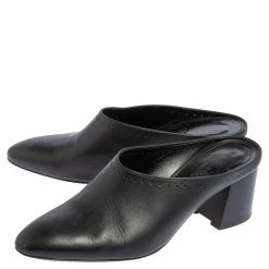 Hermes Black Leather Trot Mule Sandals Size 38.5 For Women -Deals Hermes Store luxury women hermes used shoes p489849 002