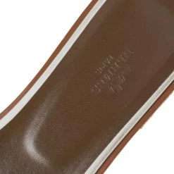 Hermes White Leather Oran Slide Flats Size 40.5 For Women -Deals Hermes Store luxury women hermes used shoes p490951 008