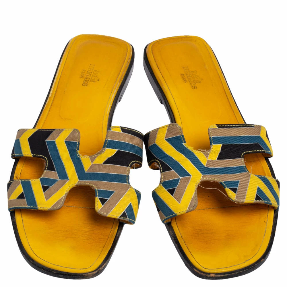 Hermes Multicolor Fabric Oran Flats Size 40 For Women 5 Hermes Multicolor Fabric Oran Flats Size 40 For Women - Image 3