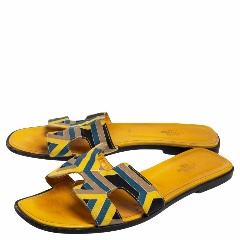 Hermes Multicolor Fabric Oran Flats Size 40 For Women 6 Hermes Multicolor Fabric Oran Flats Size 40 For Women - Image 4