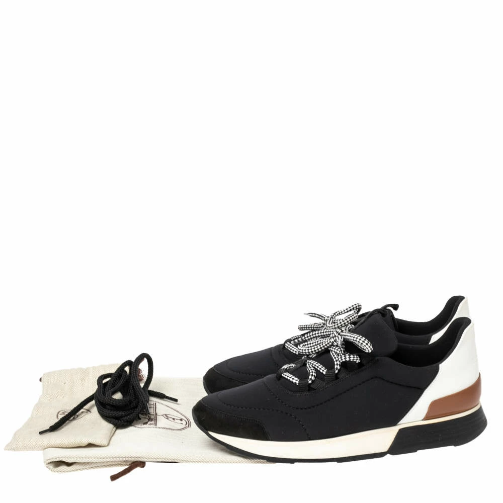 Hermes Hermés Black/White Fabric And Leather Miles Low Top Sneakers Size 38 For Women 10 Hermes Hermés Black/White Fabric And Leather Miles Low Top Sneakers Size 38 For Women - Image 8