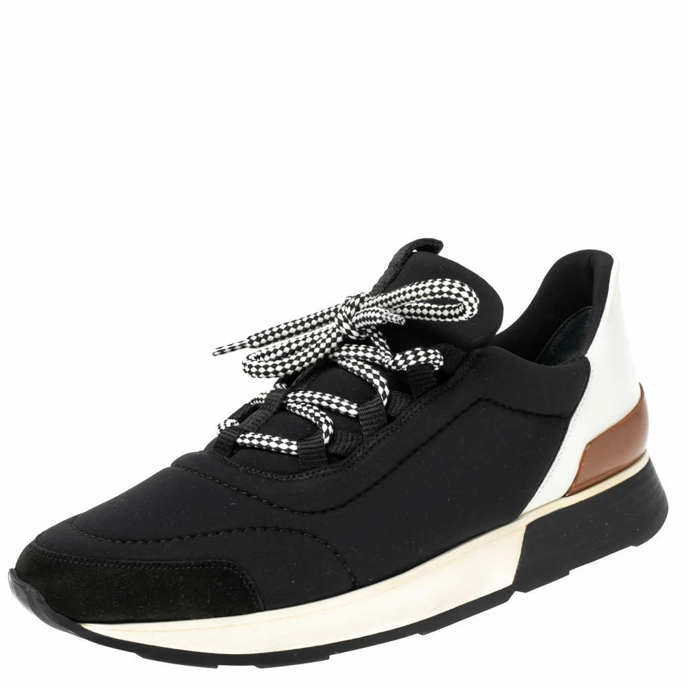 Hermes Hermés Black/White Fabric And Leather Miles Low Top Sneakers Size 38 For Women 3 Hermes Hermés Black/White Fabric And Leather Miles Low Top Sneakers Size 38 For Women
