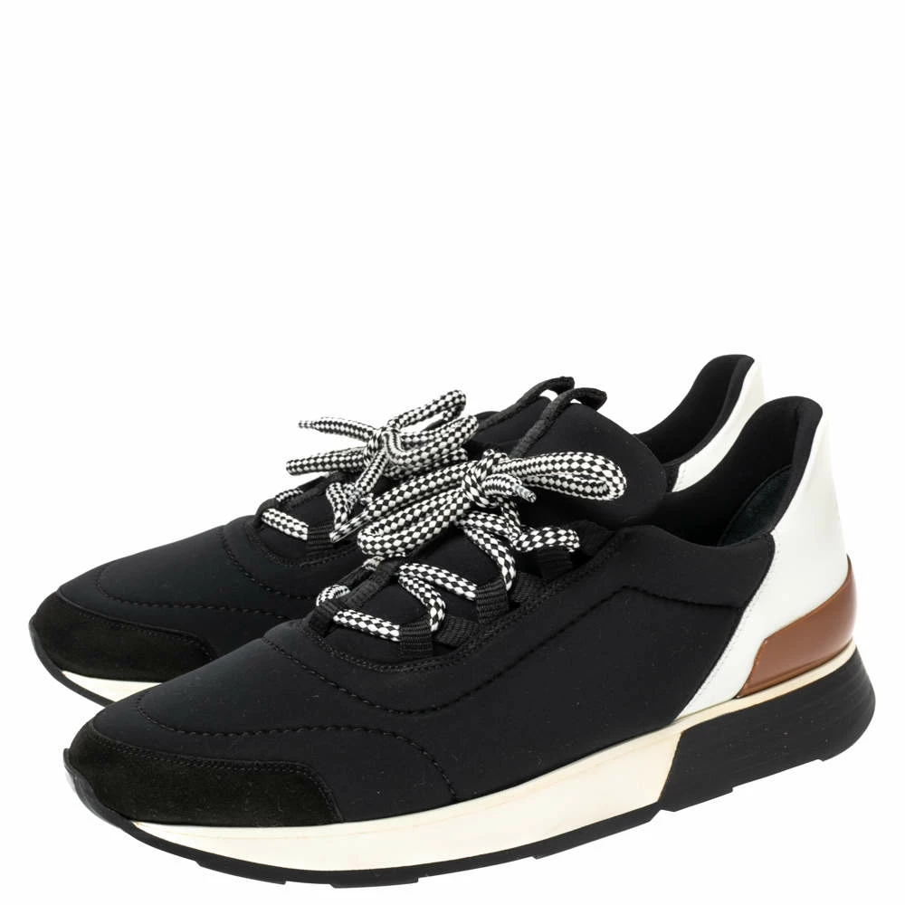 Hermes Hermés Black/White Fabric And Leather Miles Low Top Sneakers Size 38 For Women 6 Hermes Hermés Black/White Fabric And Leather Miles Low Top Sneakers Size 38 For Women - Image 4