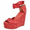 Hermes Red/Pink Leather And Suede Epice Tresse Espadrille Wedge Sandals Size 39 For Women -Deals Hermes Store luxury women hermes used shoes p494320 002