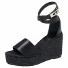 Hermes Black Leather Espadrille Tipoli Sandals Size 35 For Women -Deals Hermes Store luxury women hermes used shoes p494855 009