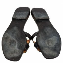 Hermes Black Leather Oran Sandals Size 39.5 For Women -Deals Hermes Store luxury women hermes used shoes p495069 003