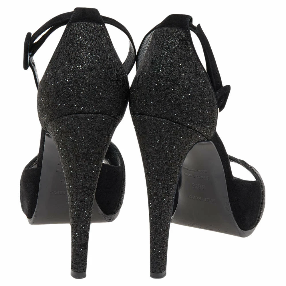 Hermes Black Suede Embellished Ankle Strap Sandals Size 38.5 For Women 7 Hermes Black Suede Embellished Ankle Strap Sandals Size 38.5 For Women - Image 5