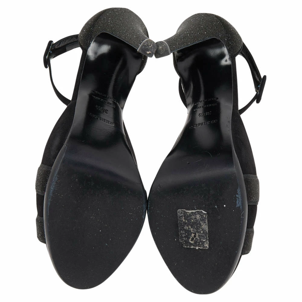 Hermes Black Suede Embellished Ankle Strap Sandals Size 38.5 For Women 8 Hermes Black Suede Embellished Ankle Strap Sandals Size 38.5 For Women - Image 6