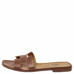 Hermes Brown Leather Oran Flats Size 39.5 For Women -Deals Hermes Store luxury women hermes used shoes p495127 009
