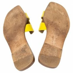 Hermes Yellow Leather Oran Flat Sandals Size 40 For Women -Deals Hermes Store luxury women hermes used shoes p495393 011