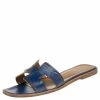 Hermes Blue Perforated Leather Oran Sandals Size 37 For Women -Deals Hermes Store luxury women hermes used shoes p495506 004