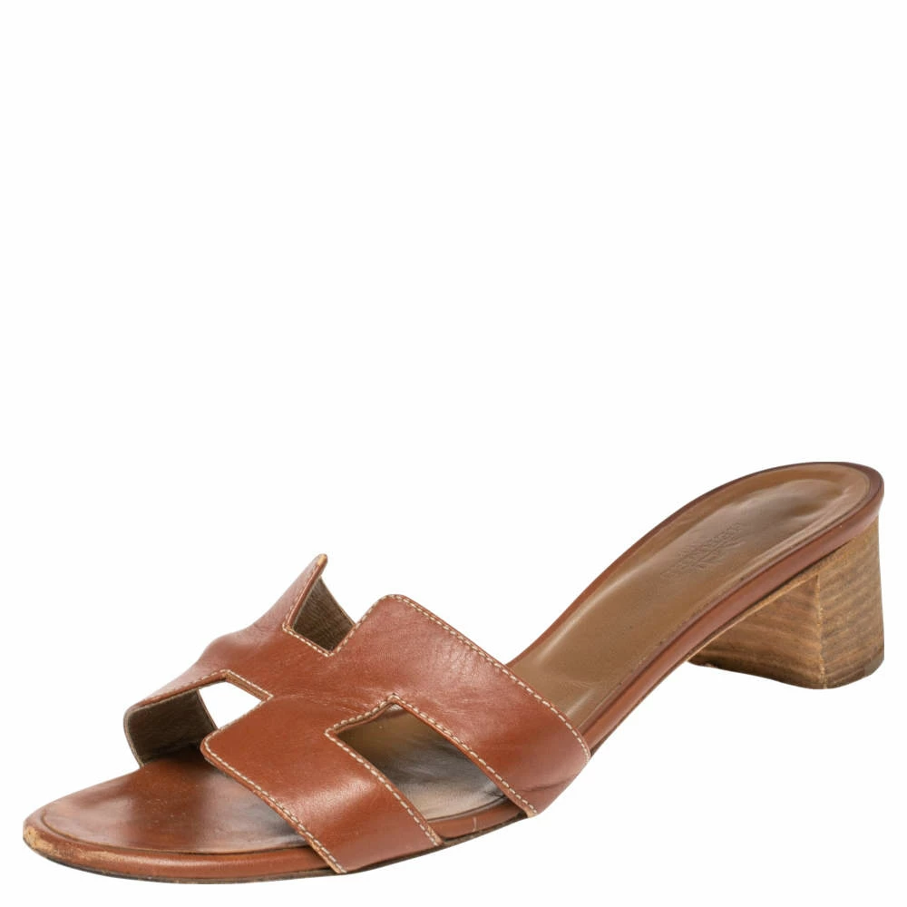 Hermes Brown Leather Oasis Sandals Size 36.5 For Women 3 Hermes Brown Leather Oasis Sandals Size 36.5 For Women