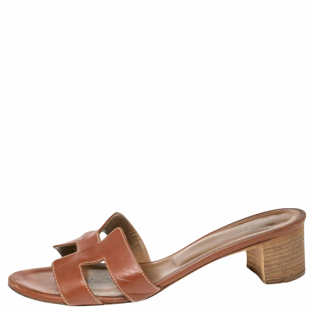 Hermes Brown Leather Oasis Sandals Size 36.5 For Women 4 Hermes Brown Leather Oasis Sandals Size 36.5 For Women - Image 2