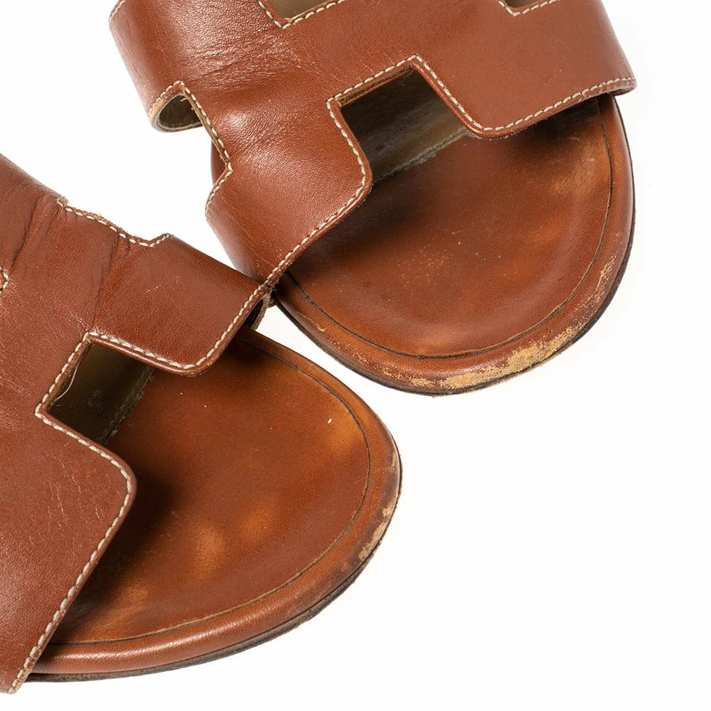 Hermes Brown Leather Oasis Sandals Size 36.5 For Women 11 Hermes Brown Leather Oasis Sandals Size 36.5 For Women - Image 9