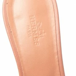 Hermes Rose Aube Epsom Leather Oasis Slide Sandals Size 37 For Women -Deals Hermes Store luxury women hermes used shoes p501292 004