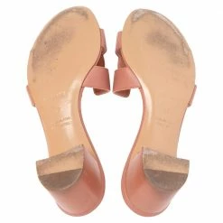 Hermes Rose Aube Epsom Leather Oasis Slide Sandals Size 37 For Women -Deals Hermes Store luxury women hermes used shoes p501292 007