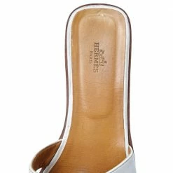 Hermes White Leather Oran Flats Size 41 For Women -Deals Hermes Store luxury women hermes used shoes p502606 005