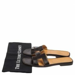 Hermes Hermès Chocolate Brown Leather Oran Flat Slides Size 39 For Women -Deals Hermes Store luxury women hermes used shoes p502750 003
