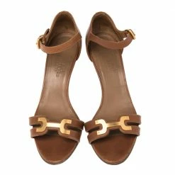 Hermes Tan Leather Premiere Ankle Strap Sandals Size 36.5 For Women -Deals Hermes Store luxury women hermes used shoes p503682 003