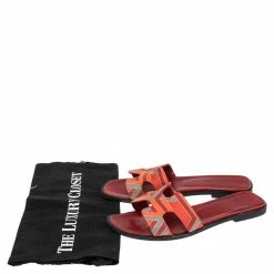 Hermes Multicolor Fabric Oran Slide Sandals Size 36 For Women -Deals Hermes Store luxury women hermes used shoes p505005 005