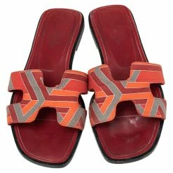 Hermes Multicolor Fabric Oran Slide Sandals Size 36 For Women -Deals Hermes Store luxury women hermes used shoes p505005 007