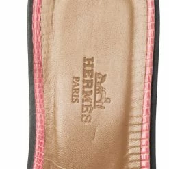 Hermes Pink Lizard Embossed Leather Oran Sandals Size 36 For Women 16 Hermes Pink Lizard Embossed Leather Oran Sandals Size 36 For Women -Deals Hermes Store luxury women hermes used shoes p505570 008