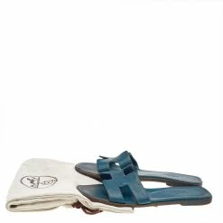 Hermes Green Leather Oran Flats Sandals Size 38 For Women 17 Hermes Green Leather Oran Flats Sandals Size 38 For Women -Deals Hermes Store luxury women hermes used shoes p505855 001