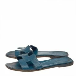 Hermes Green Leather Oran Flats Sandals Size 38 For Women 13 Hermes Green Leather Oran Flats Sandals Size 38 For Women -Deals Hermes Store luxury women hermes used shoes p505855 002