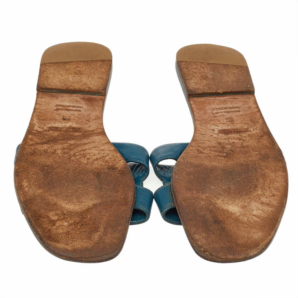 Hermes Green Leather Oran Flats Sandals Size 38 For Women 8 Hermes Green Leather Oran Flats Sandals Size 38 For Women - Image 6