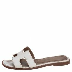 Hermes White Leather Oran Flat Sandals 35 For Women 11 Hermes White Leather Oran Flat Sandals 35 For Women -Deals Hermes Store luxury women hermes used shoes p508164 004