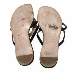 Hermes Black Leather And Suede Galet Chaine D'Ancre Flat Sandals Size 38 For Women -Deals Hermes Store luxury women hermes used shoes p510323 001