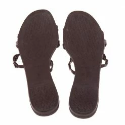 Hermes Burgundy Rubber D'ancre Chaine Rivage Flats Size 36 For Women -Deals Hermes Store luxury women hermes used shoes p511994 001