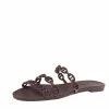 Hermes Burgundy Rubber D'ancre Chaine Rivage Flats Size 36 For Women