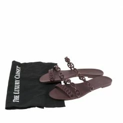 Hermes Burgundy Rubber D'ancre Chaine Rivage Flats Size 36 For Women -Deals Hermes Store luxury women hermes used shoes p511994 009