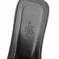 Hermes Black Leather Medor Pyramid Oran Flat Slides Size 38.5 For Women -Deals Hermes Store luxury women hermes used shoes p515473 002