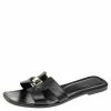 Hermes Black Leather Medor Pyramid Oran Flat Slides Size 38.5 For Women -Deals Hermes Store luxury women hermes used shoes p515473 009