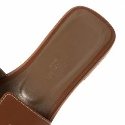 Hermes Brown Leather Oran Flats Sandals Size 34 For Women -Deals Hermes Store luxury women hermes used shoes p517121 005