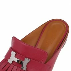 Hermes Pink Leather Tuileries Block Heel Mules Size 39 For Women -Deals Hermes Store luxury women hermes used shoes p519567 007