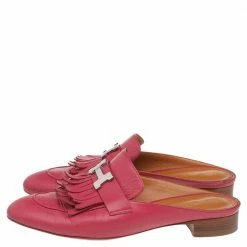 Hermes Pink Leather Tuileries Block Heel Mules Size 39 For Women -Deals Hermes Store luxury women hermes used shoes p519567 008