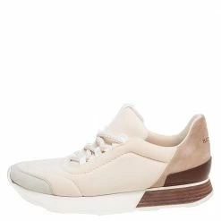 Hermes Cream/Grey Fabric And Suede Miles Lace Up Sneakers Size 38 For Women 11 Hermes Cream/Grey Fabric And Suede Miles Lace Up Sneakers Size 38 For Women -Deals Hermes Store luxury women hermes used shoes p520557 003