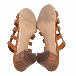 Hermes Brown Leather Block Heel Mule Sandals Size 39 For Women -Deals Hermes Store luxury women hermes used shoes p520626 008