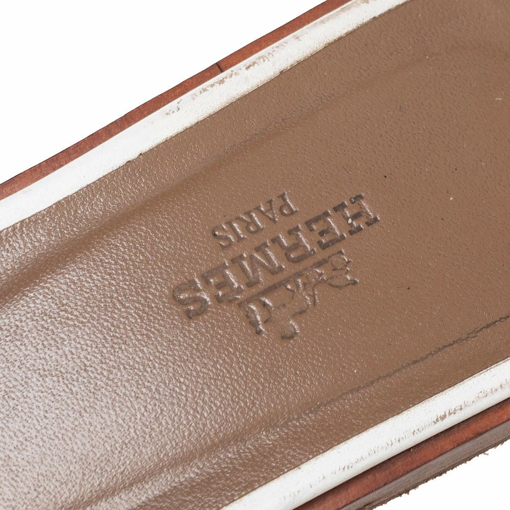 Hermes White Leather Oran Flat Sandals 37 For Women 9 Hermes White Leather Oran Flat Sandals 37 For Women - Image 7