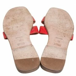 Hermes Red Leather Oran Flats Size 38 For Women 16 Hermes Red Leather Oran Flats Size 38 For Women -Deals Hermes Store luxury women hermes used shoes p526574 007