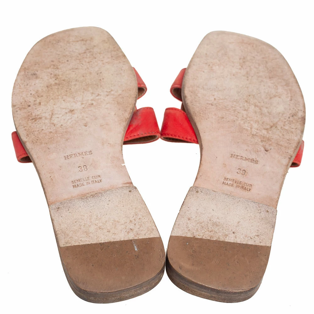 Hermes Red Leather Oran Flats Size 38 For Women 8 Hermes Red Leather Oran Flats Size 38 For Women - Image 6